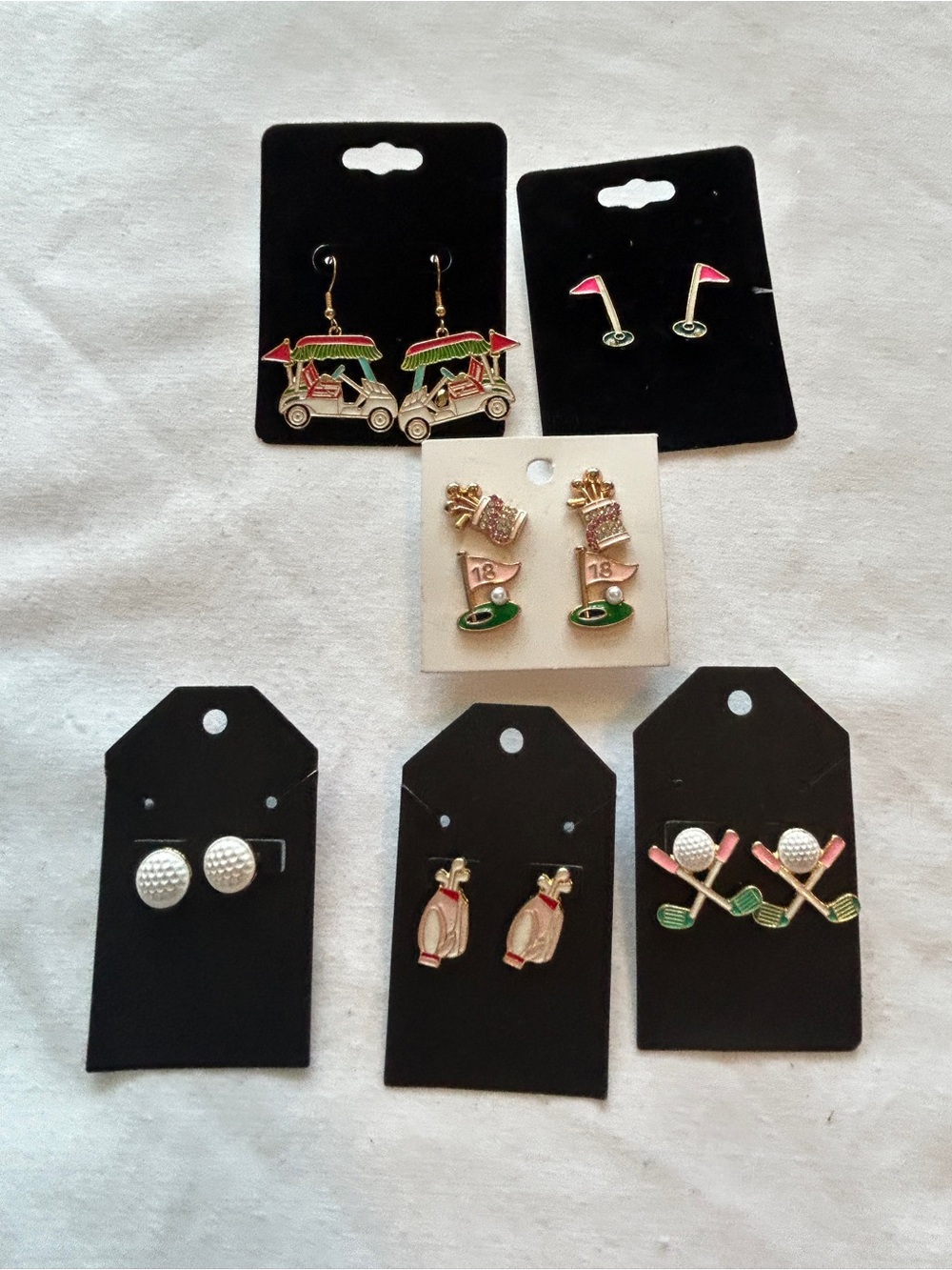 Fun Golf-Themed Earring Set - 6 sets! New!